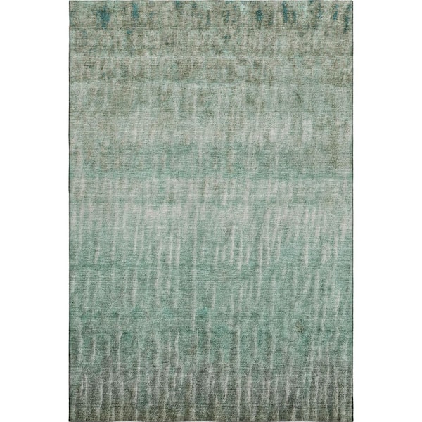 Mayfield Premium Machine Washable Abstract AMF2317 Teal 9 ft. x 12 ft. Area Rug