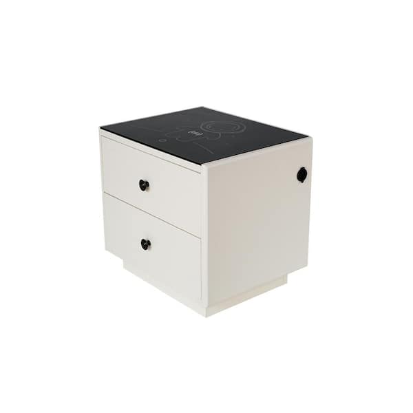 Aoibox White 2-Drawer 20 in. W Nightstand with Wireless Charging Station