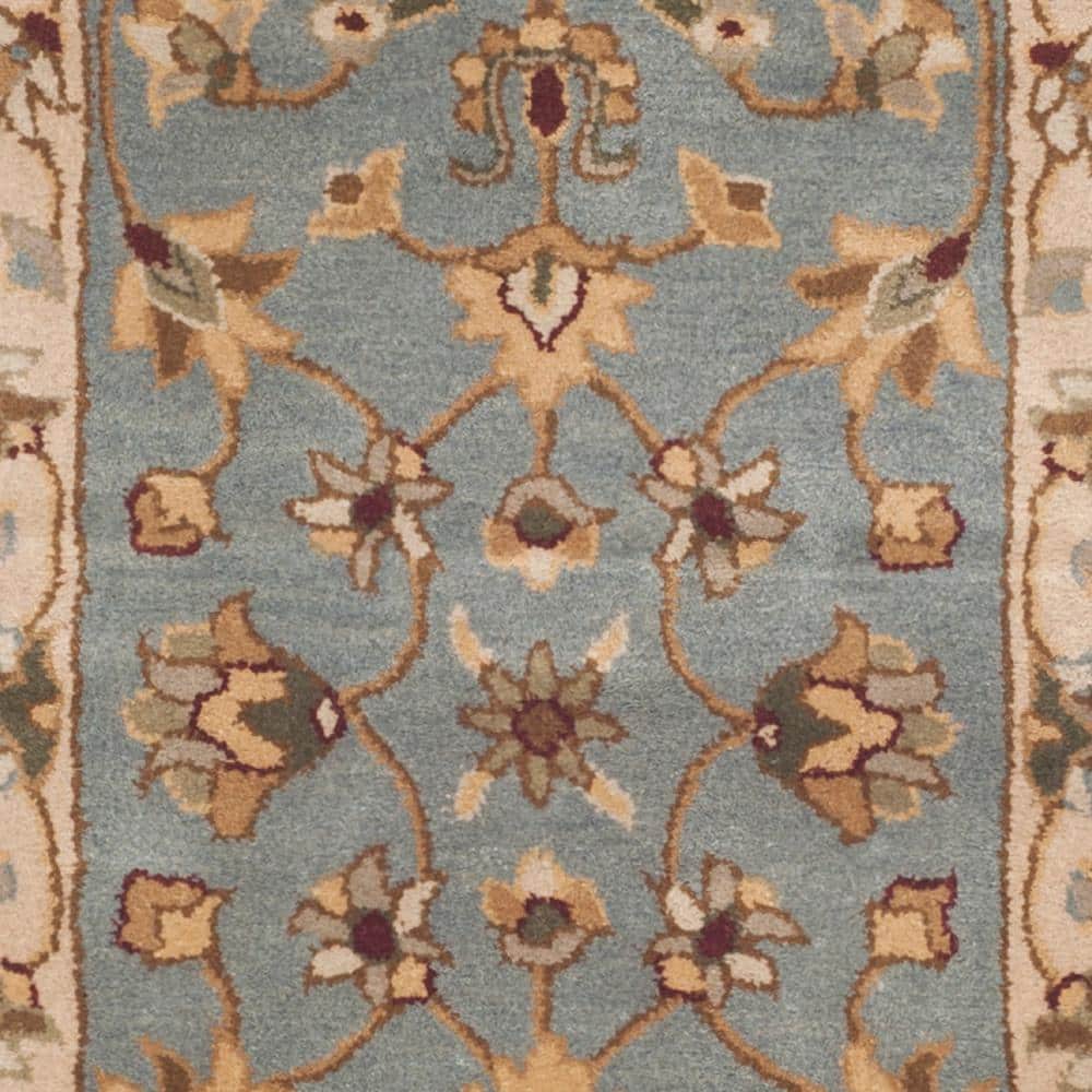 Regal Elegance Hand-Tufted Wool Runner Rug in Blue and Beige