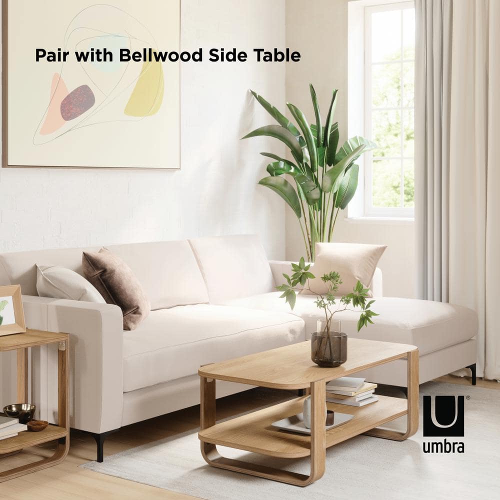 Natural Walnut Wood Rectangular Cocktail Table with Bentwood Legs