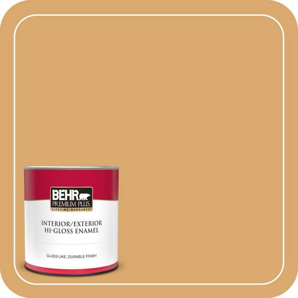 BEHR PREMIUM PLUS 1 qt. #ICC-70 Flower Field Hi-Gloss Enamel Interior/Exterior Paint & Primer
