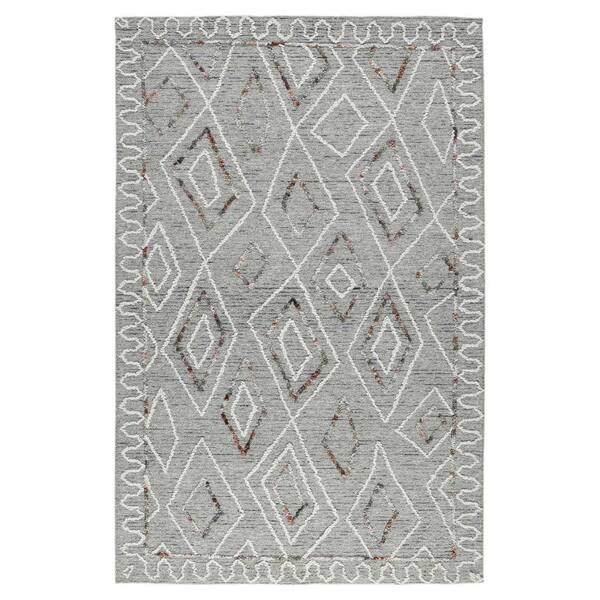 Amer Rugs Berlin 8 ft. X 10 ft. Light Gray, Ivory Geometric Area Rug ...