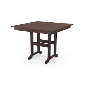 Farmhouse Mahogany 37 in. Square Plastic Outdoor Dining Table
