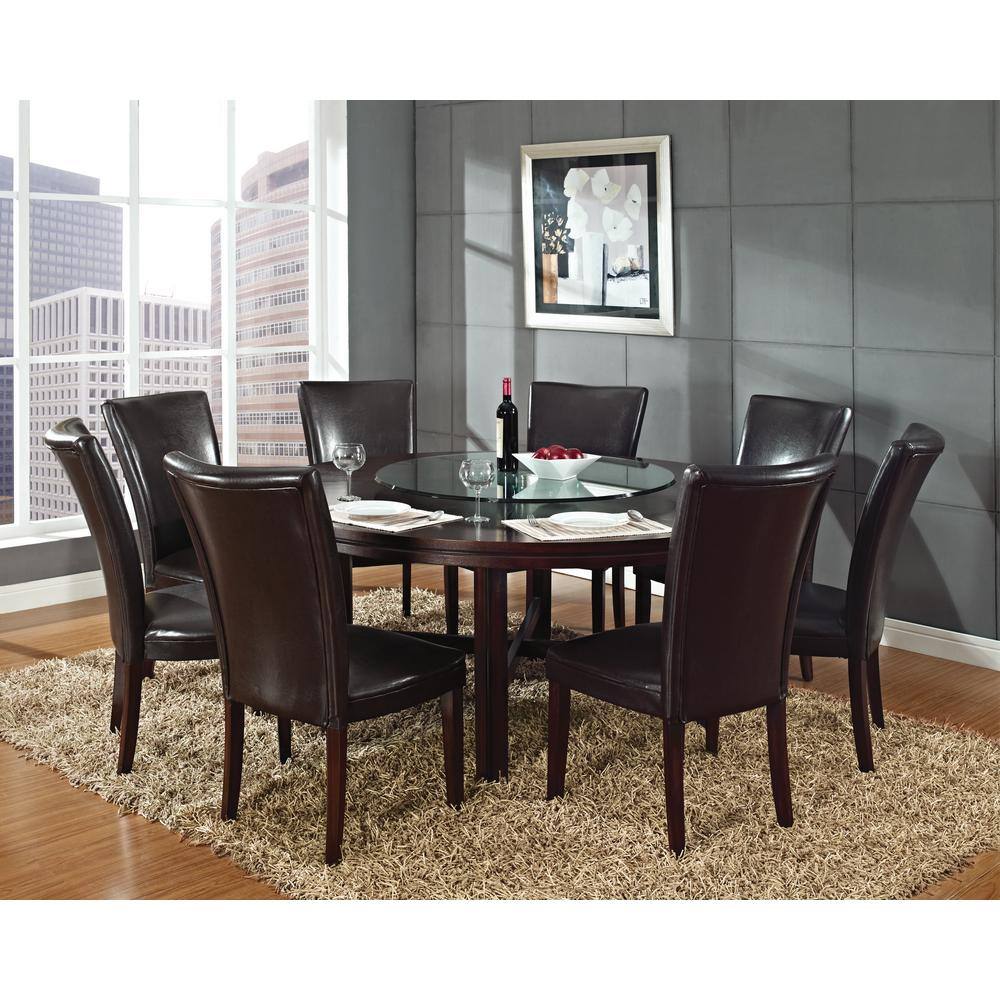 Transitional 72" Dark Oak Round Dining Table