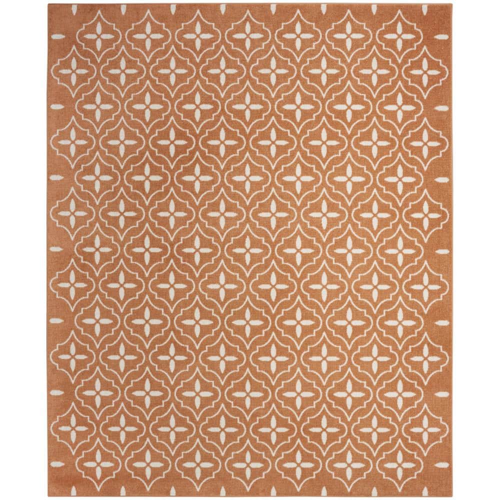 Copper and Ivory Moroccan Trellis 5' x 7' Outdoor Rug