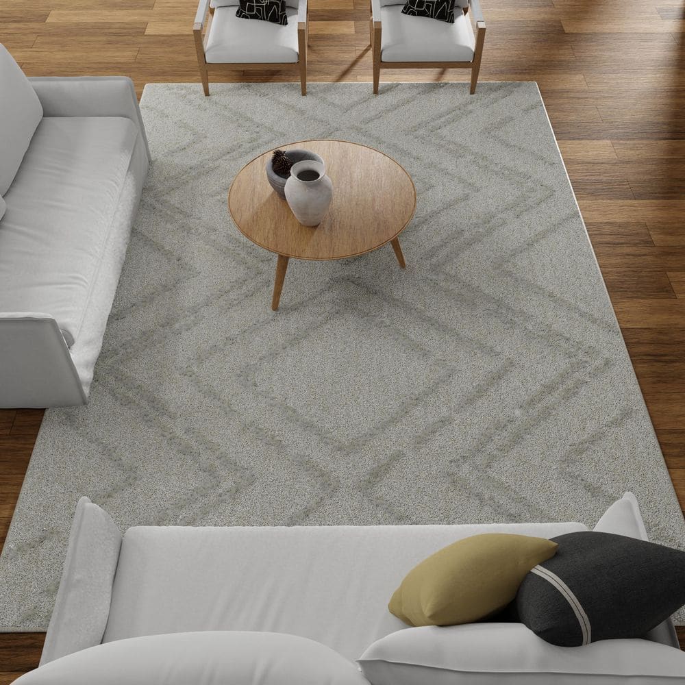 Cream 9' x 12' Stain-Resistant Synthetic Area Rug