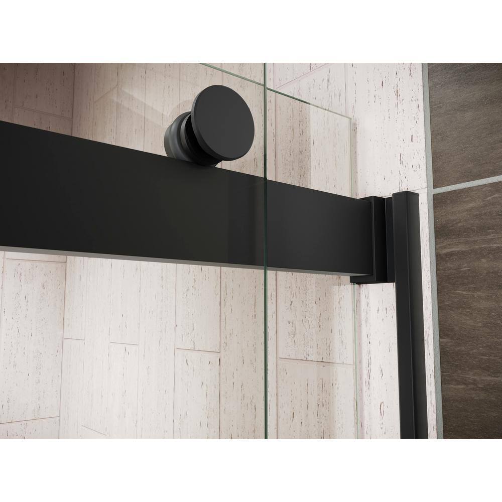 Levity Matte Black 60" x 62" Sliding Bath Door with Clear Glass