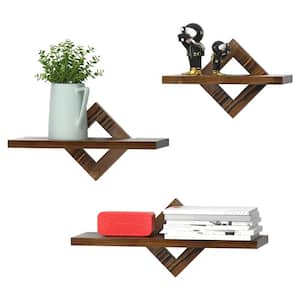 5.9 in. x 16.5 in. x 0.59 in. Brown Wood Decorative Wall Shelves (3-Piece)