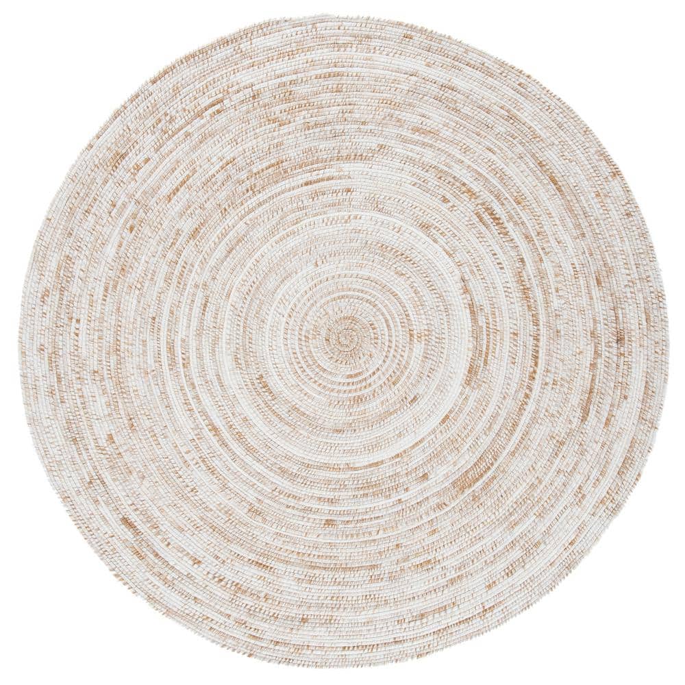 Braided Ivory/Brown 3 ft. x 3 ft. Round Striped Area Rug price history on PriceWatchPro