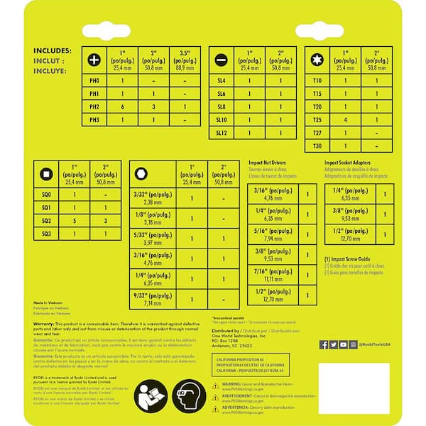 RYOBI - Impact Rated Screwdriver Drill Bit Kit (70-Piece)