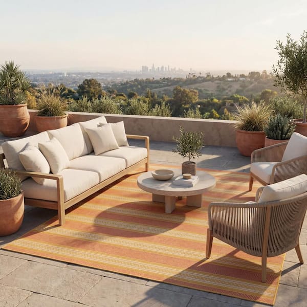 Riselia Abstract Yellow 8 ft. x 10 ft. Outdoor Area Rug