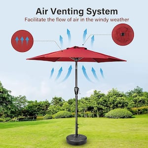 7 .5 ft. Outdoor Patio Table Market Umbrella, 90 in. Tall Matte Pole Extension with Button Tilt/Crank for Backyard Red