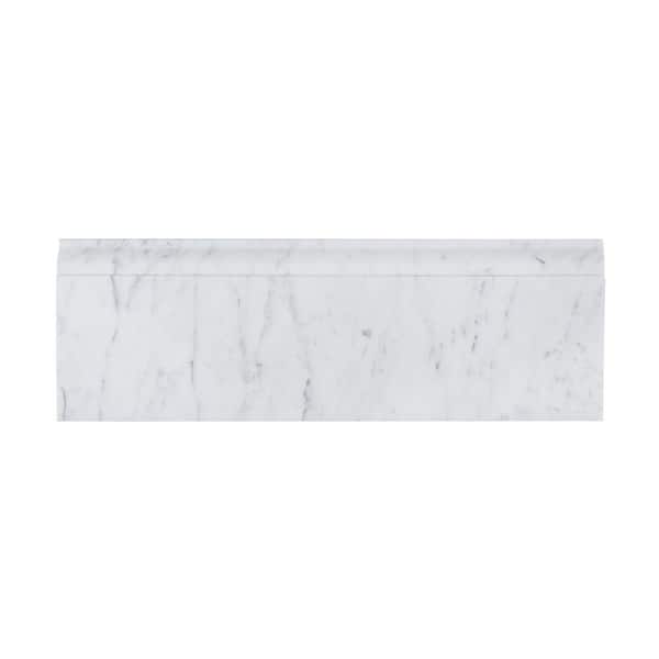 Jeffrey Court Italian White Carrara White 4 in. x 12 in. Honed Marble Wall Base Tile (1 Linear Foot)