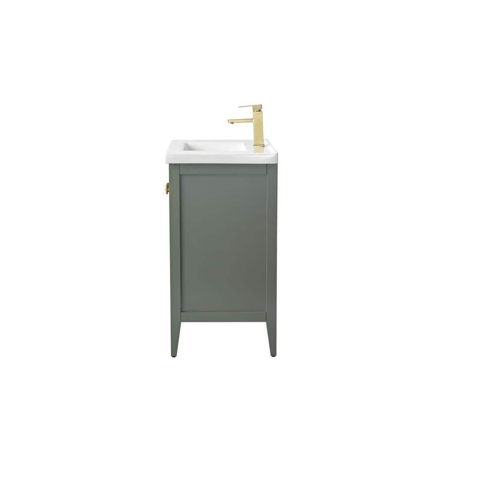 30" Green and Gold Poplar Wood Single Sink Bathroom Vanity