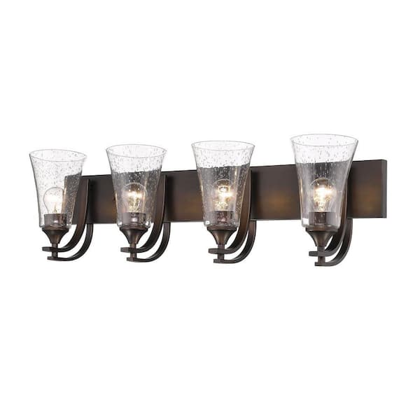 Natalie 4-Light 32 in. Wide Rubbed Bronze Bathroom Vanity Light