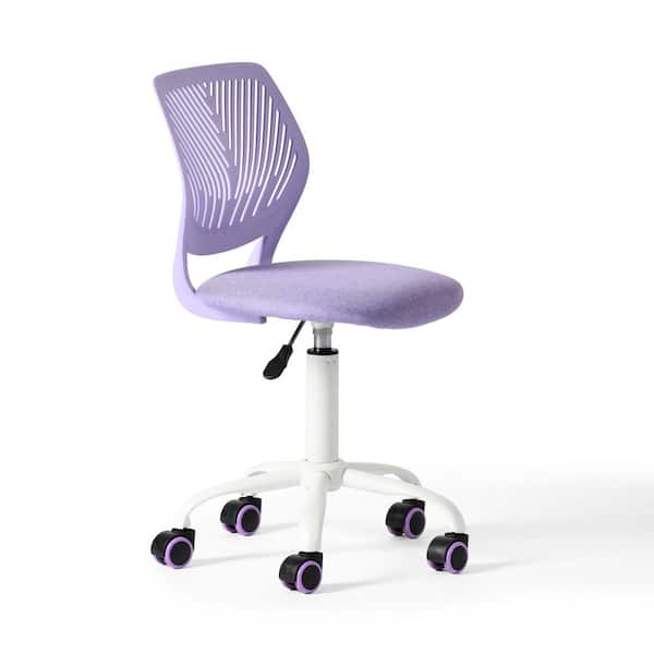 Homy Casa Carnation Fabric Adjustable Height Ergonomic Office Chair in Lavender Purple with Breathable Back Swivel Study Chair