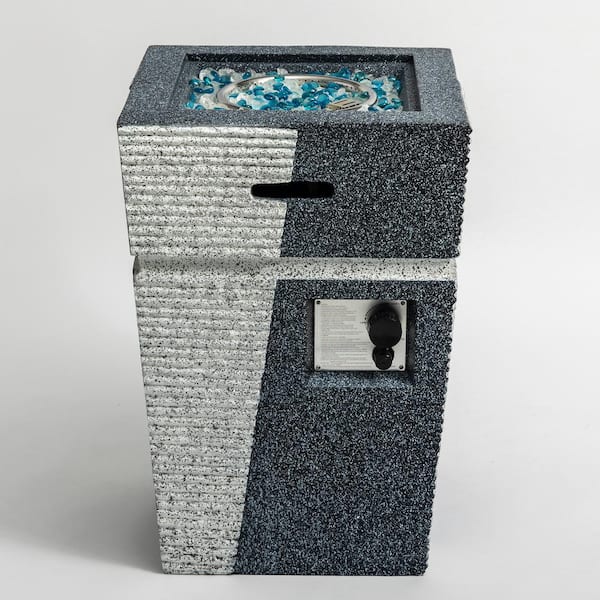 20 in. W x 20 in. D x 29.1 in. H Square Concrete Propane Gas Outdoor Fire Pit in Light Grey-Blue