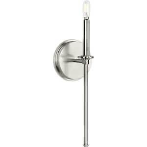 Elara 5.75 in. 1-Light Brushed Nickel New Traditional Wall Sconce with Clear Glass