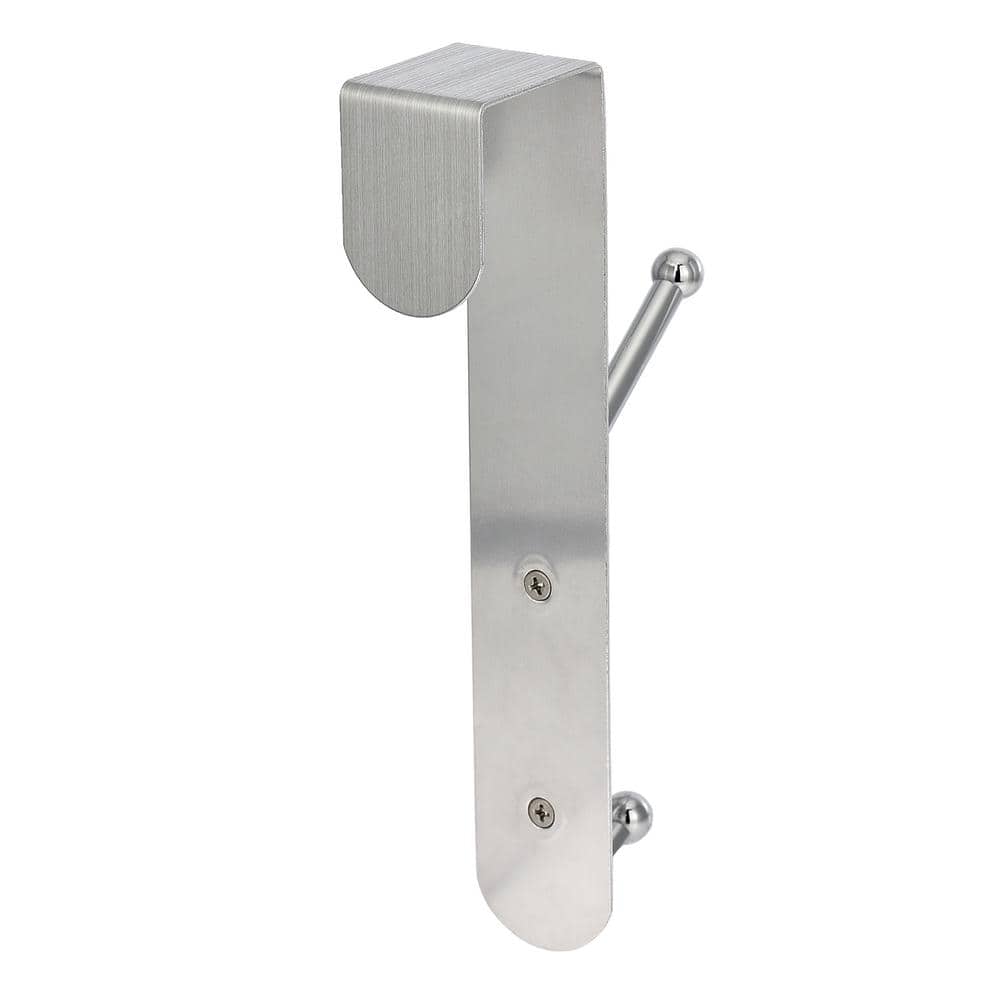 Silver Over-the-Door Hooks with Aluminum Back Plate, 12-Pack