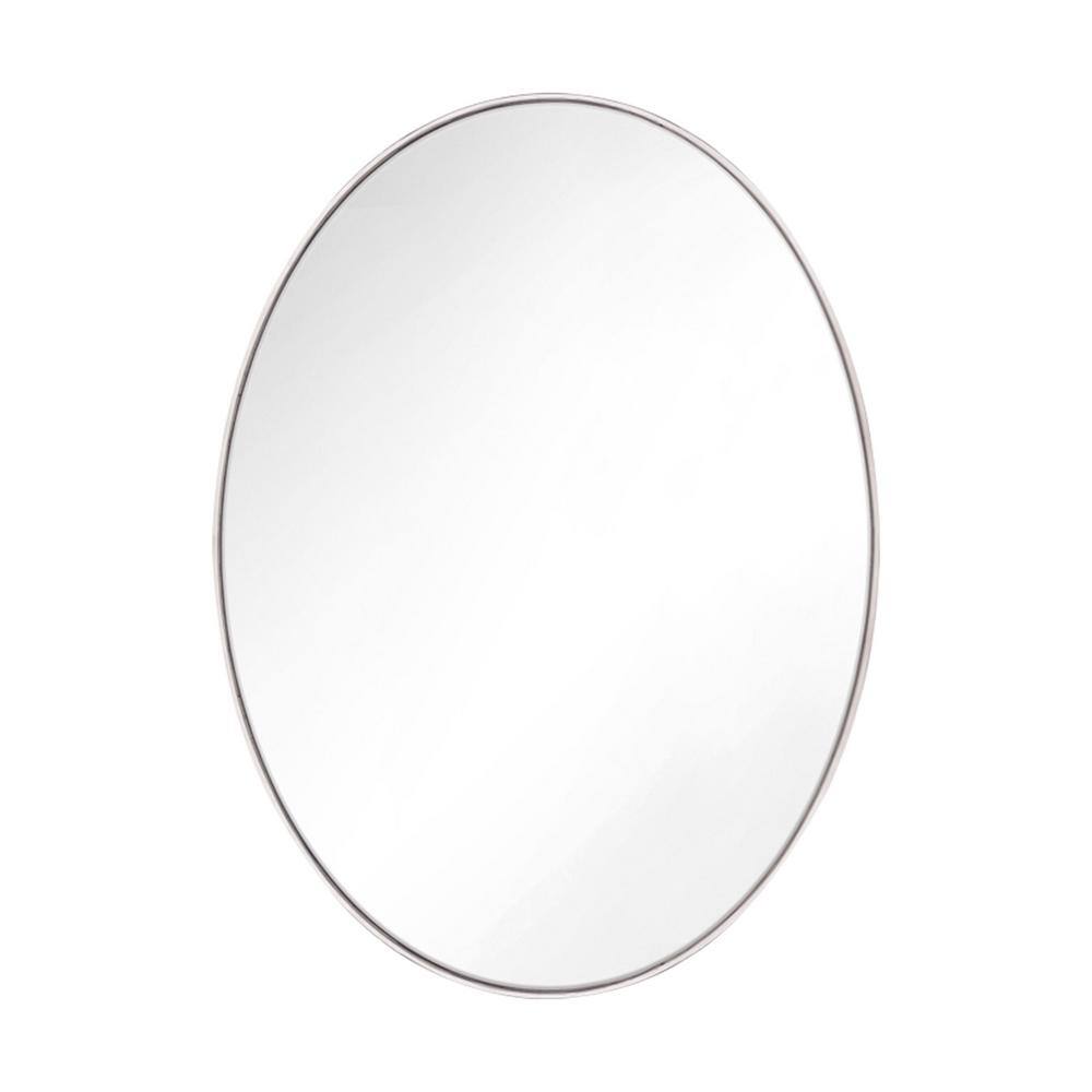 Feiss Mr1300 Kit 36  High By 24  Wide Oval Flat Framed Accent Mirror - Nickel