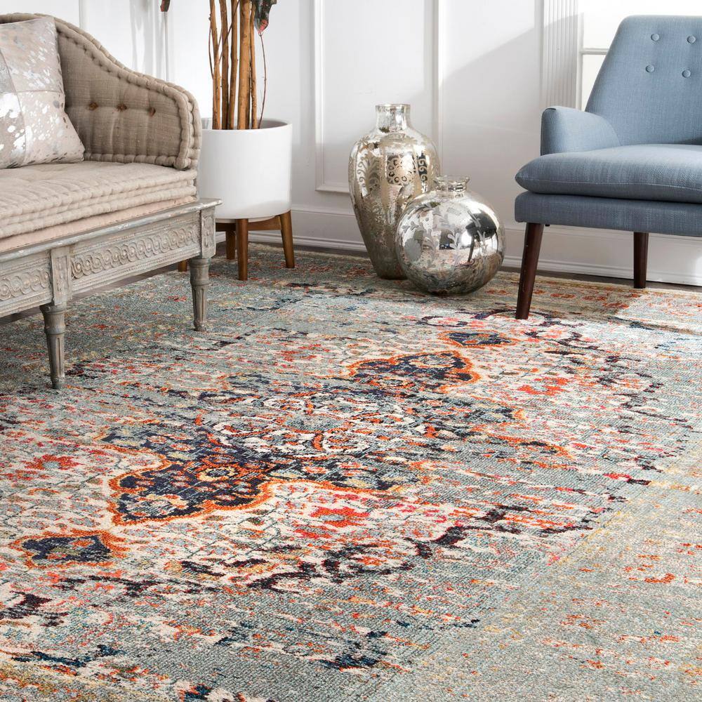 Sarita Gray Rectangular Synthetic 10' x 14' Area Rug