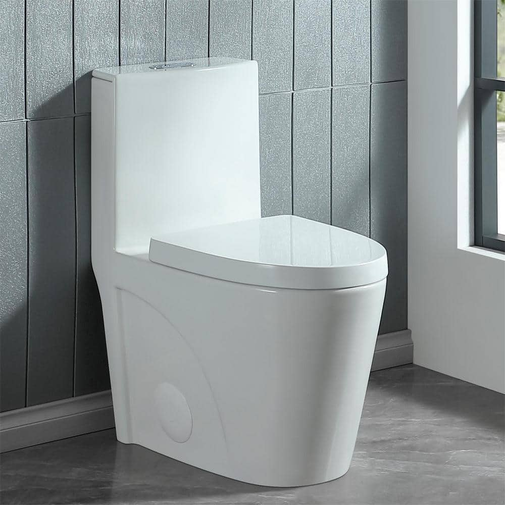 1-Piece Toilet 1.1 GPF/1.6 GPF Dual Flush Elongated Toilet in Glossy White Seat Included -  Abruzzo, 23T01-GW-2