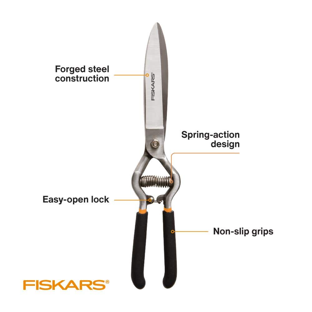 Forged Steel Grass Shears with Non-Slip Grips, 6-inch Blade