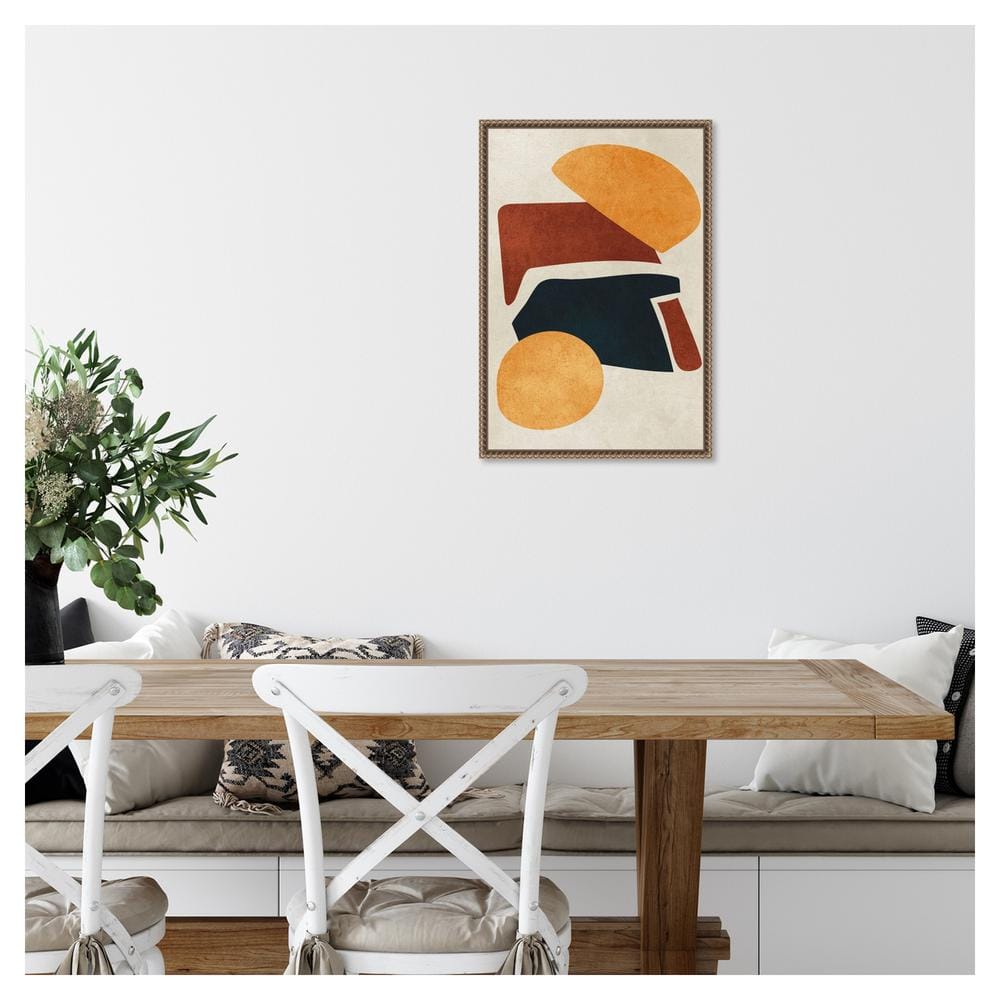 Earth Tone Abstract Canvas Art with Beaded Frame