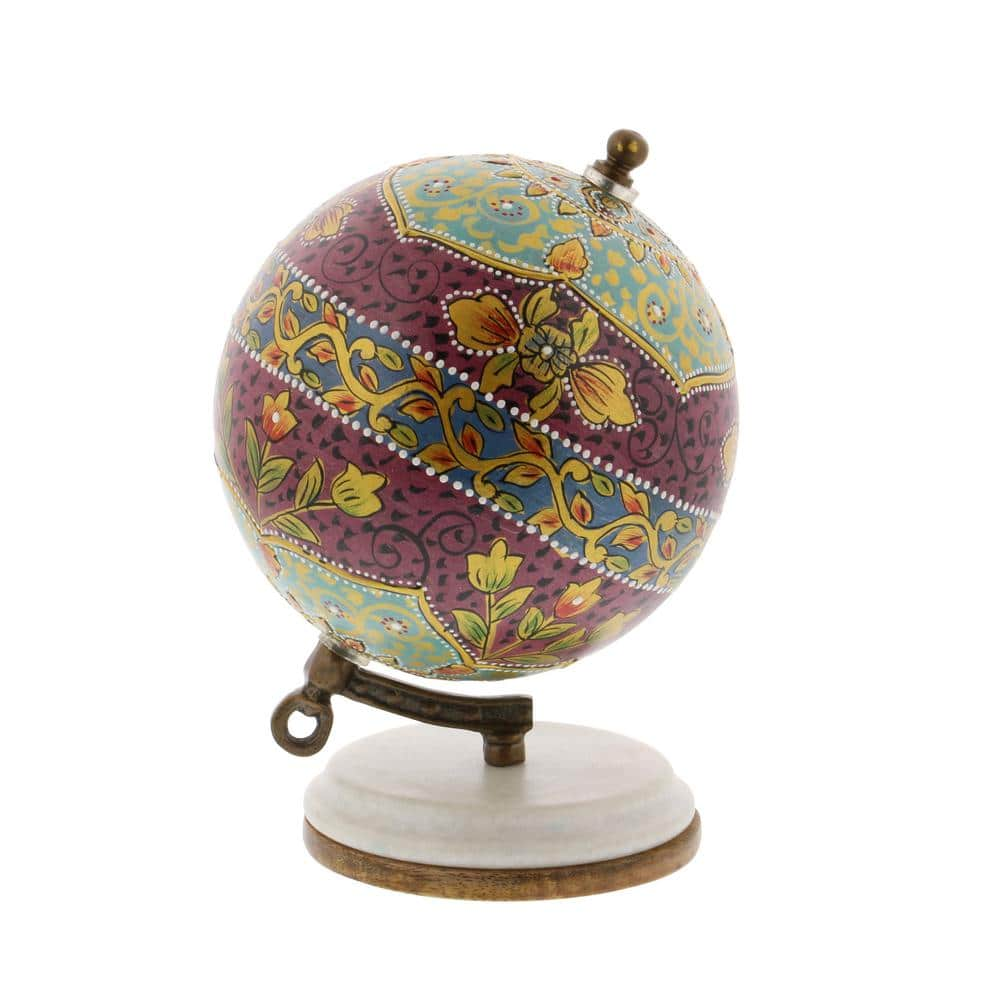 Litton Lane 7 in. x 5 in. Modern Decorative Globe in Magenta