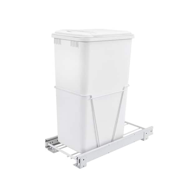 Rev-A-Shelf White Single 50 qt. Pullout Trash Can for Kitchen Cabinet