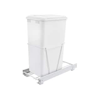 D Single 50 Qt. Pull-Out White Waste Container with 3/4 Extension Slides
