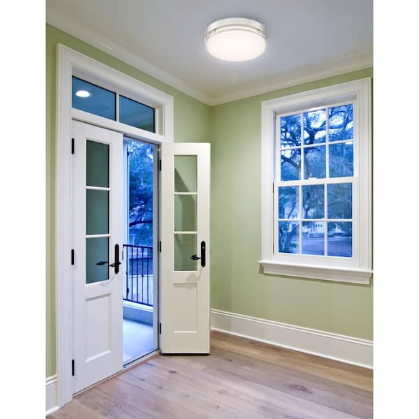 Noble 14 in. Contemporary Brushed Nickel Selectable CCT Integrated LED Flush Mount for Kitchens
