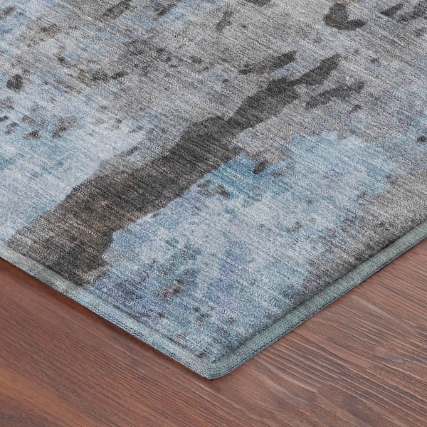 Mayfield Premium Machine Washable Abstract AMF2284 Blue 5 ft. x 7 ft. 6 in. Area Rug