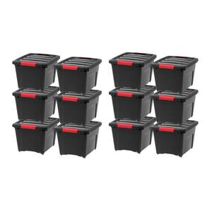 19 Qt. Stack and Pull Storage Bin Container Box in Black (12-Pack)
