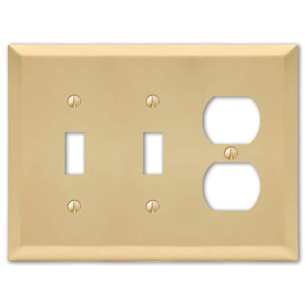 AMERELLE Metallic 3 Gang 2-Toggle and 1-Duplex Steel Wall Plate - Satin Brass