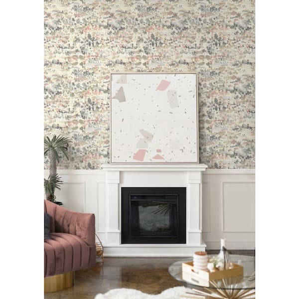 Water Coloring Sandcastle Abstract Vinyl Peel and Stick Wallpaper Roll ( Covers 30.75 sq. ft. )