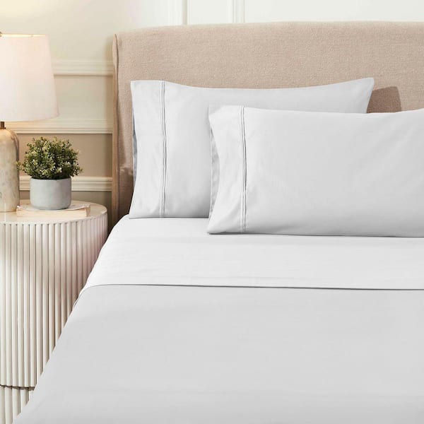1200 Thread Count 4-Piece Platinum Solid Egyptian Cotton Deep Pocket Queen Sheet Set