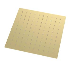 1-Spray Patterns 8 in. Square Ceiling Mount High Pressure Rain Fixed Shower Head in Gold