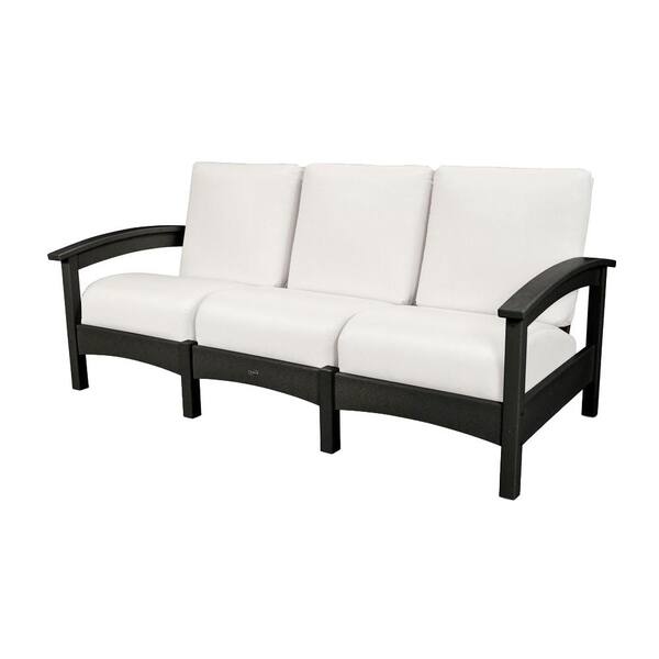 Trex Outdoor Furniture Rockport Club Charcoal Black Patio Sofa with Bird's Eye Cushion