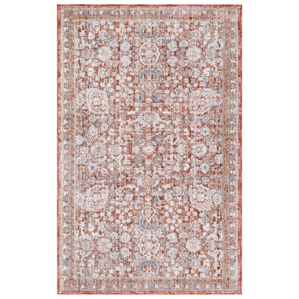 Harlow 3 ft. x 4 ft. Rust/Ivory Gray Medallion Ornate Area Rug