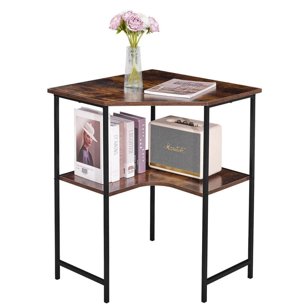 Corner Desk with Storage Shelf, 2-Tier Triangle Computer Desk for Small Spaces, 30 in. Table, Brown Accent Cabinet price history on PriceWatchPro