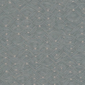 Fusion Collection Geometric Swirl Motif Beige/Turquoise Matte Finish Non-pasted Vinyl on Non-woven Wallpaper Roll