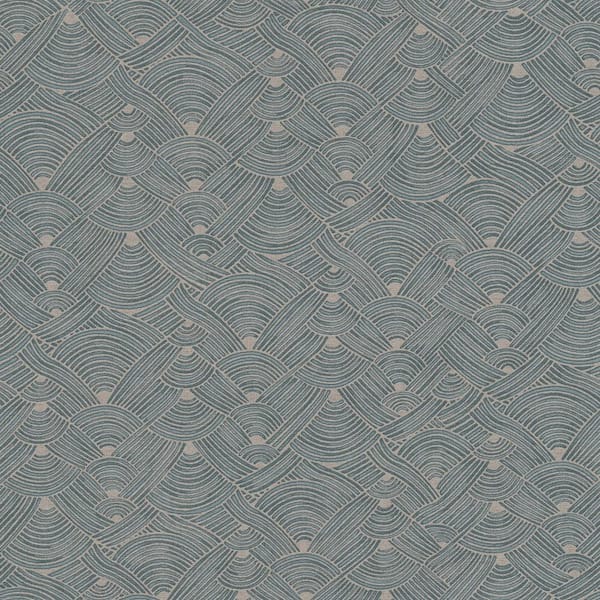 Unbranded Fusion Collection Geometric Swirl Motif Beige/Turquoise Matte Finish Non-pasted Vinyl on Non-woven Wallpaper Roll