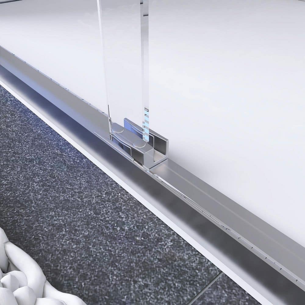 60" Chrome Frameless Double Sliding Shower Door with Clear Glass