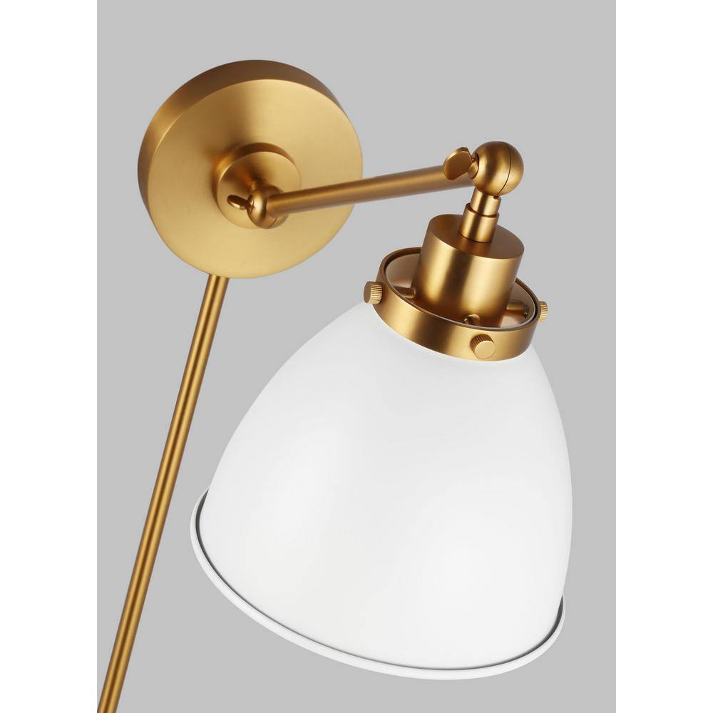Matte White and Burnished Brass Dome Sconce