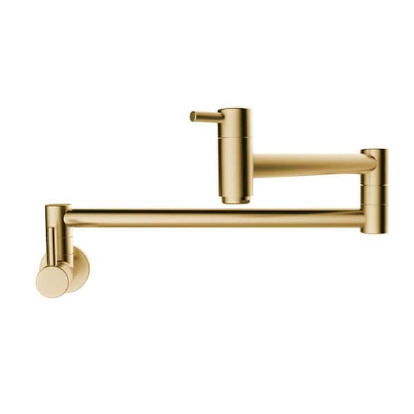 HOMLUX Wall-Mounted Pot Filler with 2-Handle in Gold