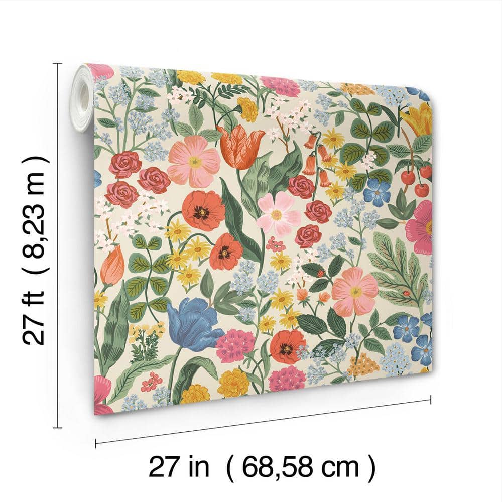 Cream Multicolor Botanical Non-Pasted Wallpaper