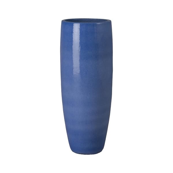 Emissary 15 in. L X 38 In. H Blue Snow Ceramic Round Cigar Jar with High-Fire Treatment