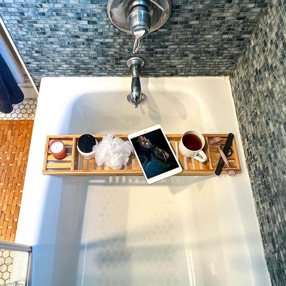 Bamboo Freestanding Non-Slip Bathtub Tray Caddy