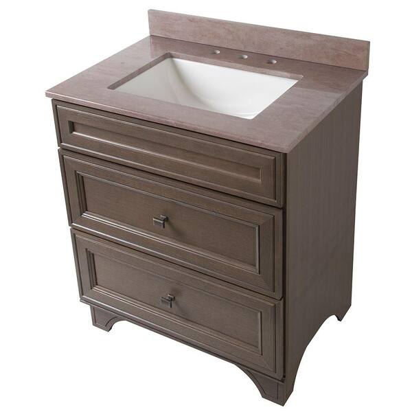 Home Decorators Collection Albright 31 in. Vanity in Winter with Stone Effects Vanity Top in Kaiser Gray
